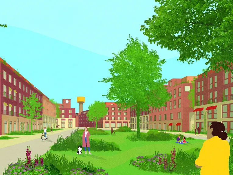 Visualisierung eines Stadtquartiers.